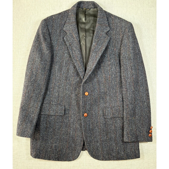 Harris Tweed Gray Herringbone Multicolor Blazer 44 - Picture 1 of 3